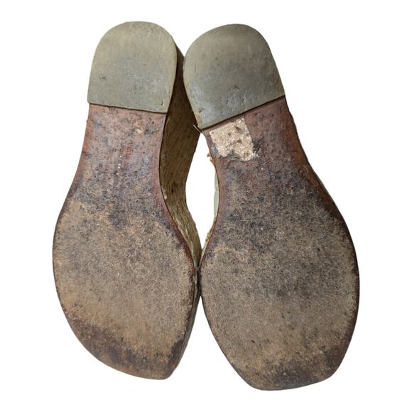 Vera Wang Lavender Label Mary Ann Ivory Leather Slingback Jute Wedge Sandals 9 - Picture 7 of 8